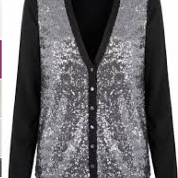 Banana Republic L’Wren Scott Cardigan | Black with Silver Sequins - Picture 2 of 6